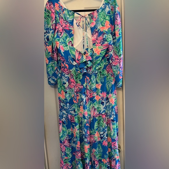 Lilly Pulitzer Rease Maxi Dress Pundy Blue Isle Be Back - Picture 4 of 7